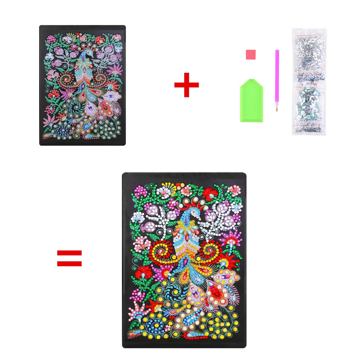 Colorful Peacock Diamond Painting Sketch Book - Journal